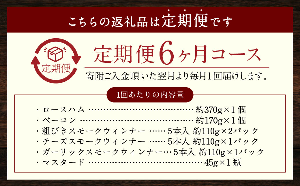 【全6回定期便】『長崎県産じげもん豚』を使ったハム・ベーコン入りの燻製セット