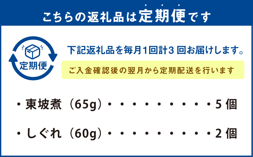 【全3回定期便】東坡煮・しぐれ 詰合せ  (ST-1)  計21個 ／ 豚角 豚肉 お肉 東坡煮しぐれ 佃煮 坂本屋