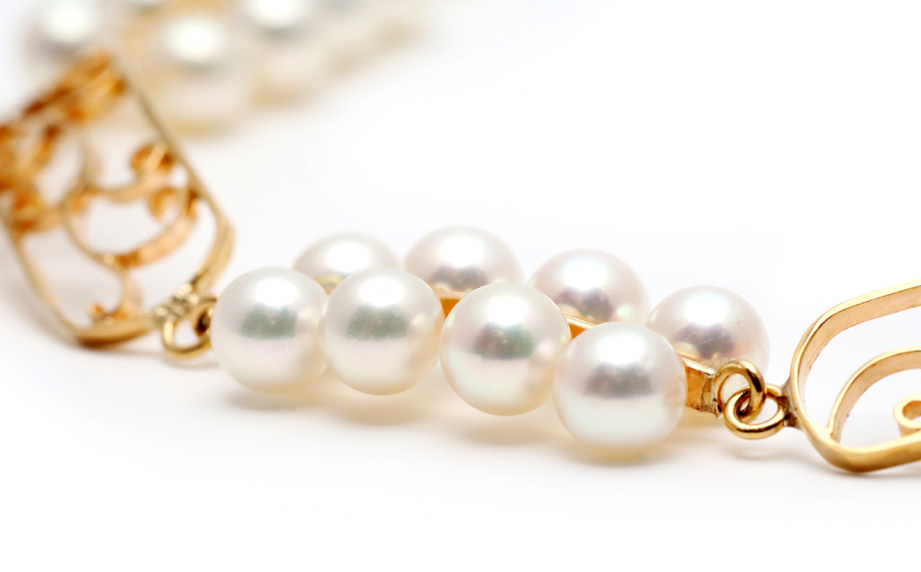 【数量限定】 あこや真珠 (4〜4.5mm珠) デザインブレスレット K18 パール アクセサリー ／ ジュエリー アクセサリー 長崎県 長崎市 園田真珠