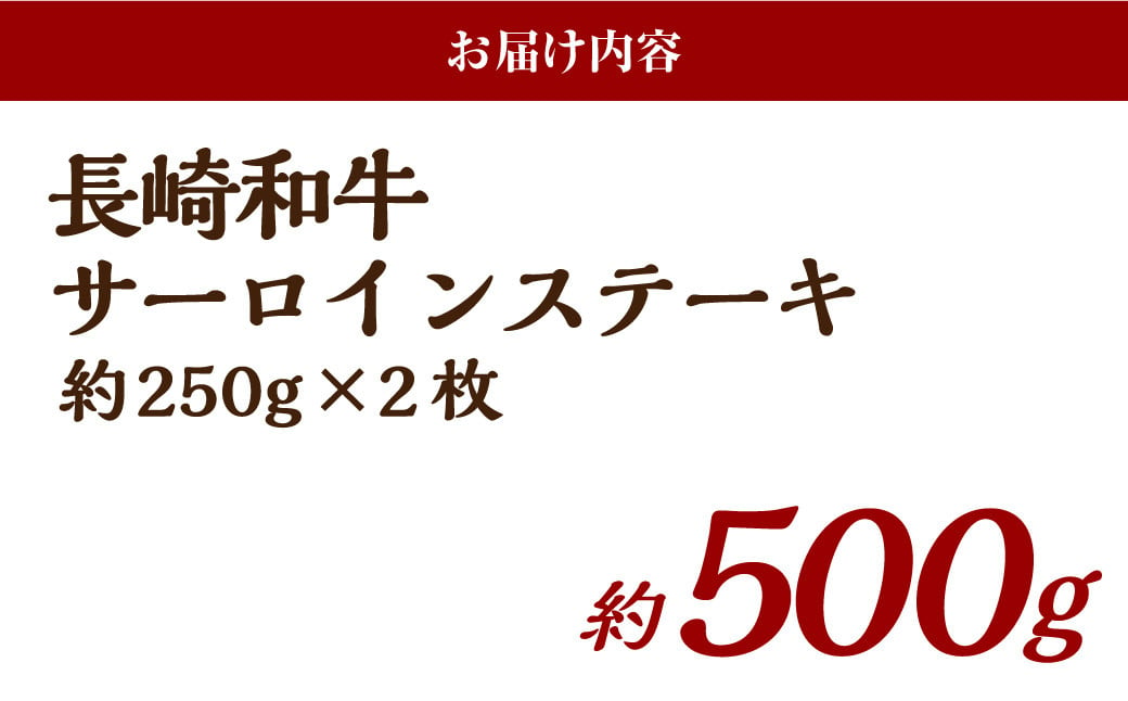 長崎和牛サーロインステーキ 約250g×2枚 合計500g 牛 牛肉 肉 和牛 ステーキ サーロイン 国産 霜降 赤身 サーロイン 焼肉 お祝い 冷凍 長崎