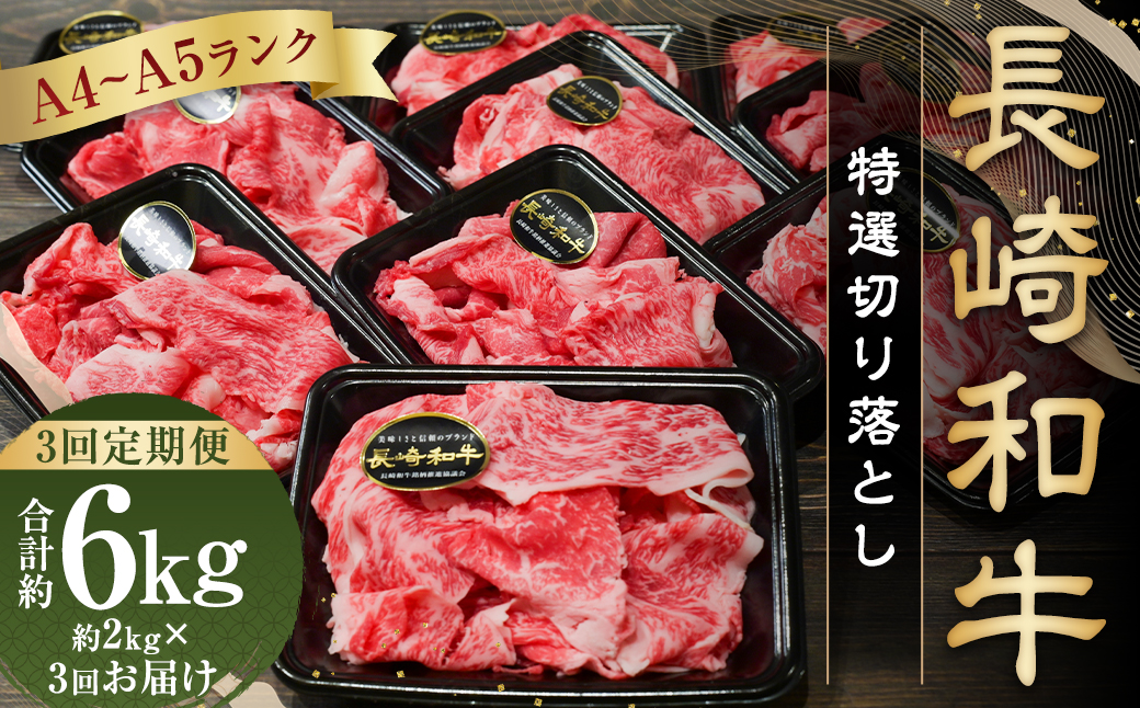 【全3回定期便】【A4〜A5ランク】長崎和牛 特選 切り落とし 約2kg (200g×10パック) 牛肉 肉 牛 和牛 国産牛 国産 長崎和牛