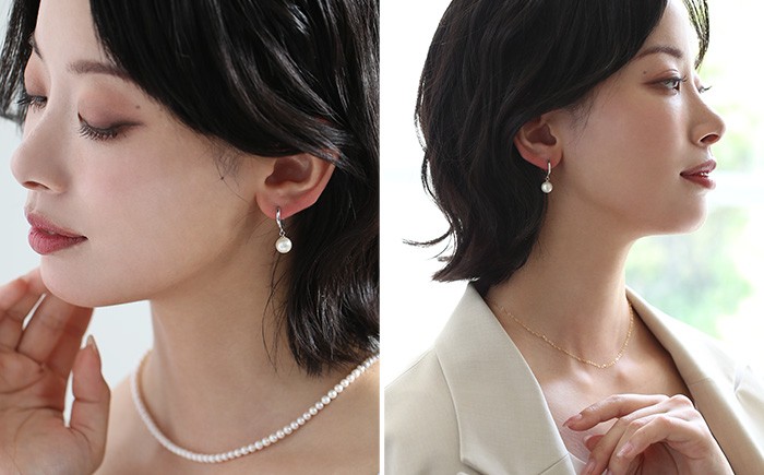 【14営業日以内発送】 あこや真珠 ピアス 7.5-8.0mm SV アコヤ真珠 パール フープ キャッチレス レディース アクセサリー シルバー ／ 宝石 あこや お祝い プレゼント 成人式 卒業式 入学式 結婚式 記念日 フォーマル ジュエリーケース レディース ファッション 国産 長崎 長崎県