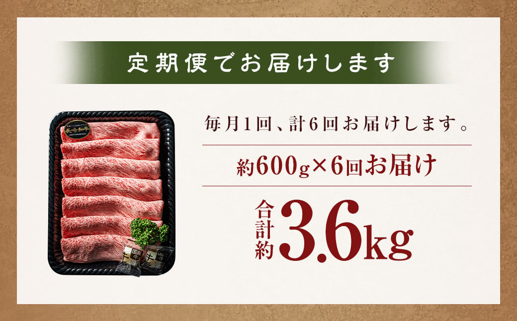 【全6回定期便】【A4~A5ランク】長崎和牛肩ロースすき焼きしゃぶしゃぶ用 約600g 肉 お肉 牛肉 肩ロース