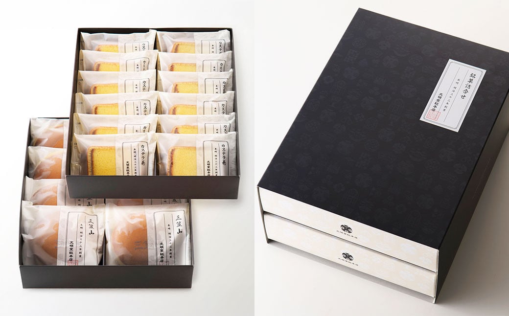 【全12回定期便】 文明堂総本店 銘菓詰合せ3号 ／ 三笠山 カステラ巻 セット 詰め合わせ かすてら 和菓子 お菓子 菓子 スイーツ デザート 老舗 長崎県 長崎市
