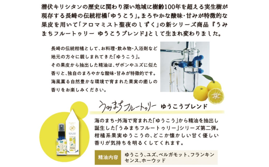 うみまちフルートゥリー2本セット 各30ml ／ せとかブレンド ゆうこうブレンド 柑橘類 空間用 アロマミスト リフレッシュ リラックス 長崎県 長崎市