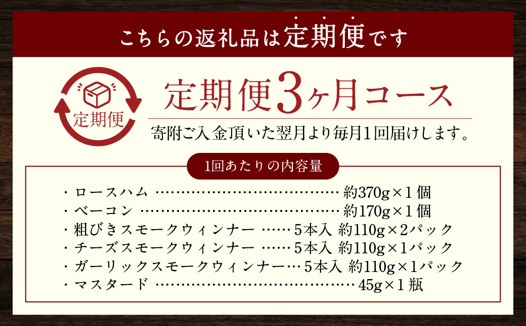 【全3回定期便】【長崎県産じげもん豚】を使ったハム・ベーコン入りの燻製セット