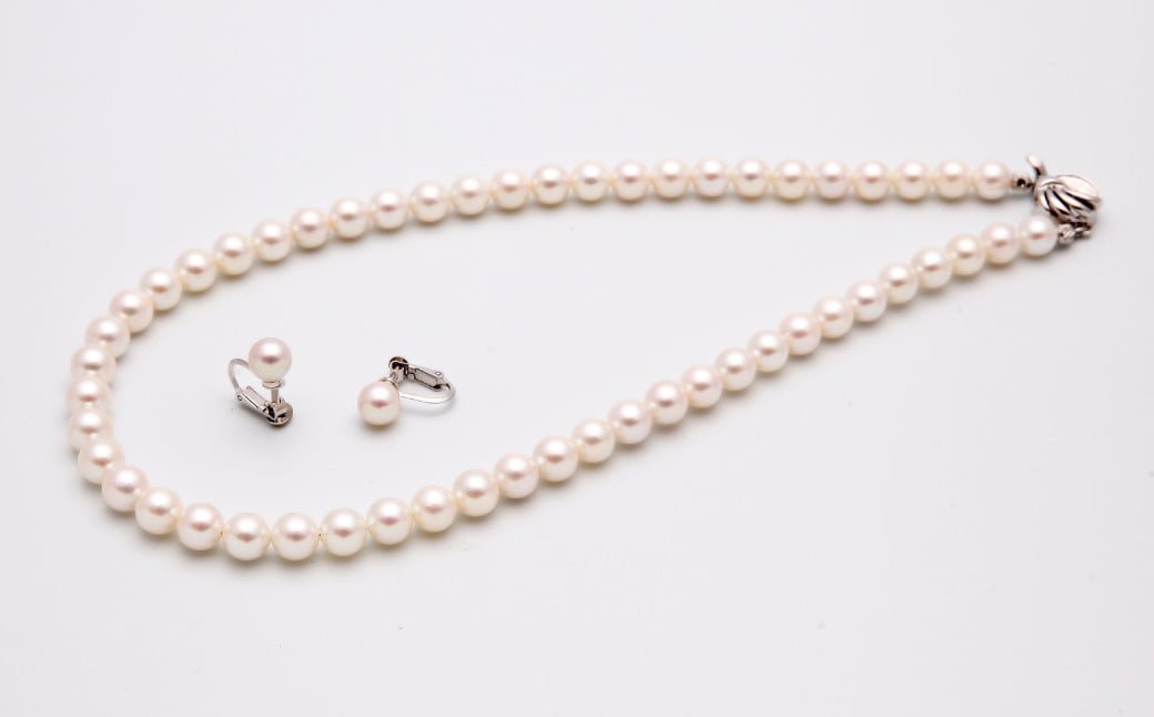 あこや真珠 (7.5－8mm珠) ネックレス & イヤリング セット ／ ジュエリー アクセサリー パール 長崎県 長崎市 園田真珠