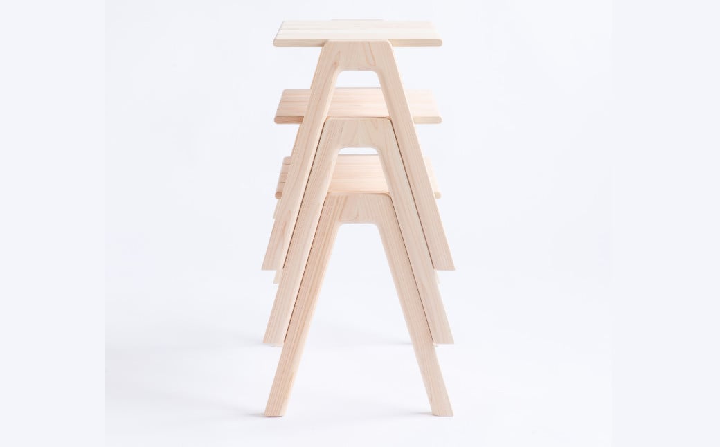 【ミツロウワックス仕上げ】MINAZUKI STOOL (スタッキングスツール) ヒノキ (2脚) ／ 家具 インテリア スツール シンプル 長崎県 長崎市