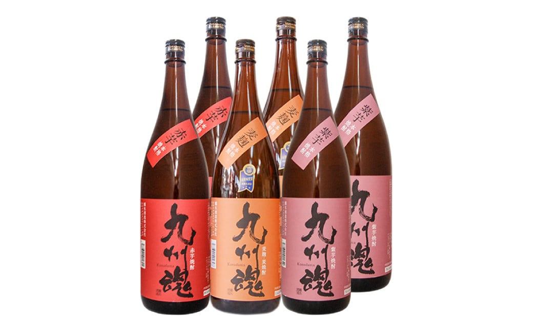 九州魂焼酎のみくらべ 1800ml×6本 麦・赤芋・紫芋 各2本 ／ 酒 お酒 アルコール 芋焼酎 麦焼酎 飲み比べ セット