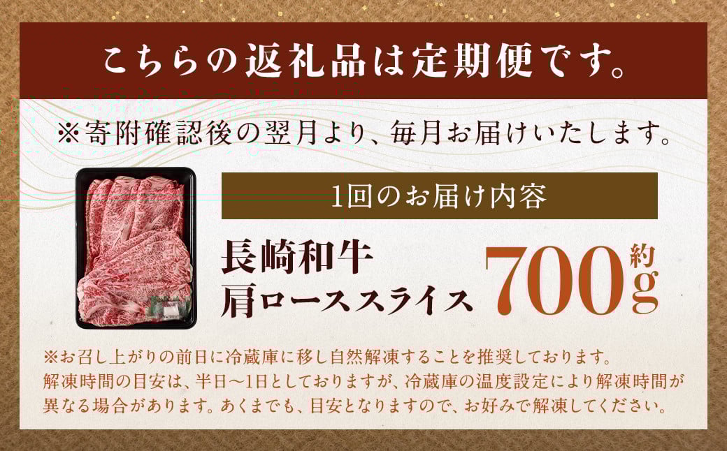 【全12回定期便】長崎和牛 肩ロース スライス 計8.4kg (700g×12回) ／ 和牛 牛肉 牛 お肉 国産 ロース すき焼き しゃぶしゃぶ 肉のマルシン 長崎県 長崎市