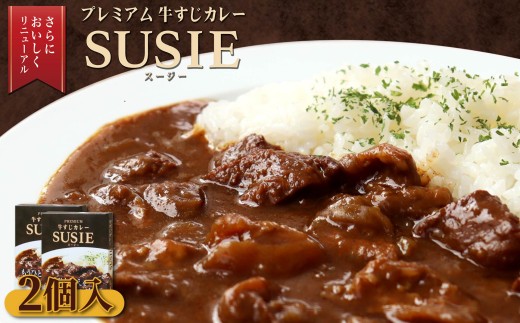 E507【ごろごろ具だくさん！】ポストにお届け！ 牛すじカレー SUSIE(計2袋)【長崎豊味館】簡単 レトルト カレー 牛すじ 長崎  防災食 非常食