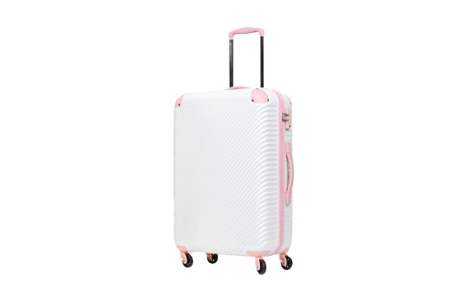 G531 【4～7泊用 抜群の安定感！】 ABS7352スーツケース M （ホワイト×ピーチ） TSAロック ダイヤル式 軽量キャリーケース 国内スーツケース 海外キャリーケース キャリーバッグ 軽い おしゃれスーツケース 中型 無料受託サイズ ファスナー ジッパー 旅行