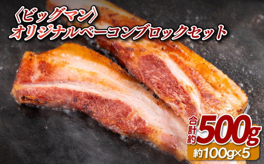 【 国産 】 オリジナル ベーコン ブロック 5本 セット ( 100g × 5 ) 職人謹製 国産 豚 豚肉 ポーク 燻製 桜 佐世保バーガー ビッグマン 長崎県 佐世保市