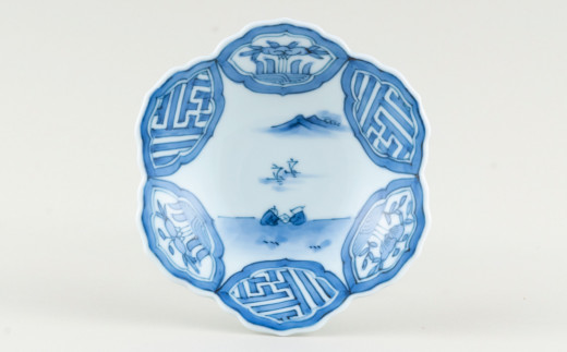 G510〈啓祥窯〉山水祥瑞割銘々皿