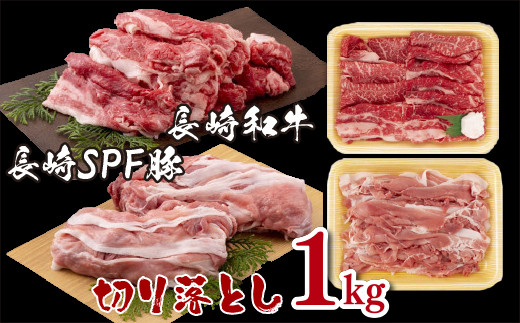 B123p 長崎和牛･長崎SPF豚切り落とし(1㎏)セット