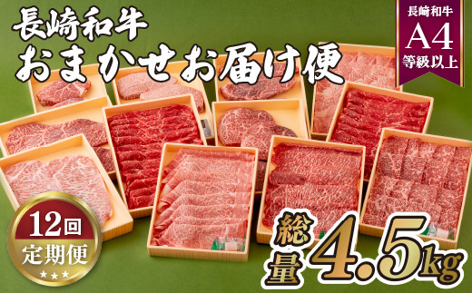 B158p 【ヒレ含む！12回定期便】 長崎和牛 おまかせお届け便 (ステーキ･すき焼き･しゃぶしゃぶ･焼肉)   黒毛和牛 和牛 モモ ウデ すき焼き しゃぶ イチボ ステーキ カルビ ヒレ サーロイン ランプ