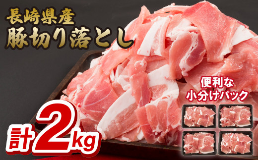【 大容量 】 国産 豚 切り落とし 2kg セット 冷凍 小分け 豚肉 ポーク 肉 田中精肉店 長崎県 佐世保市