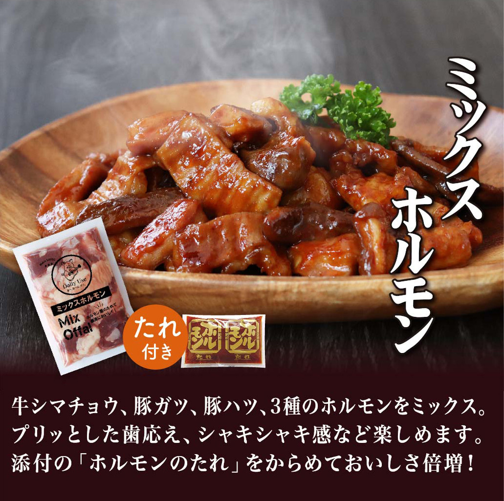 特製タレ漬け 工場直送！ホルモン 人気5種セット 計1.4kg【長崎 豊味館】焼肉セット おつまみ 牛ハラミ 豚ハラミ はらみ ハラミ タン ミックスホルモン ホルモンセット