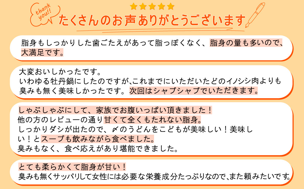 新感覚 ジビエ 平戸いのしし 猪肉 ロース肉 優 スライス 400g 牡丹鍋 ( ぼたん鍋 )用 イノシシ肉