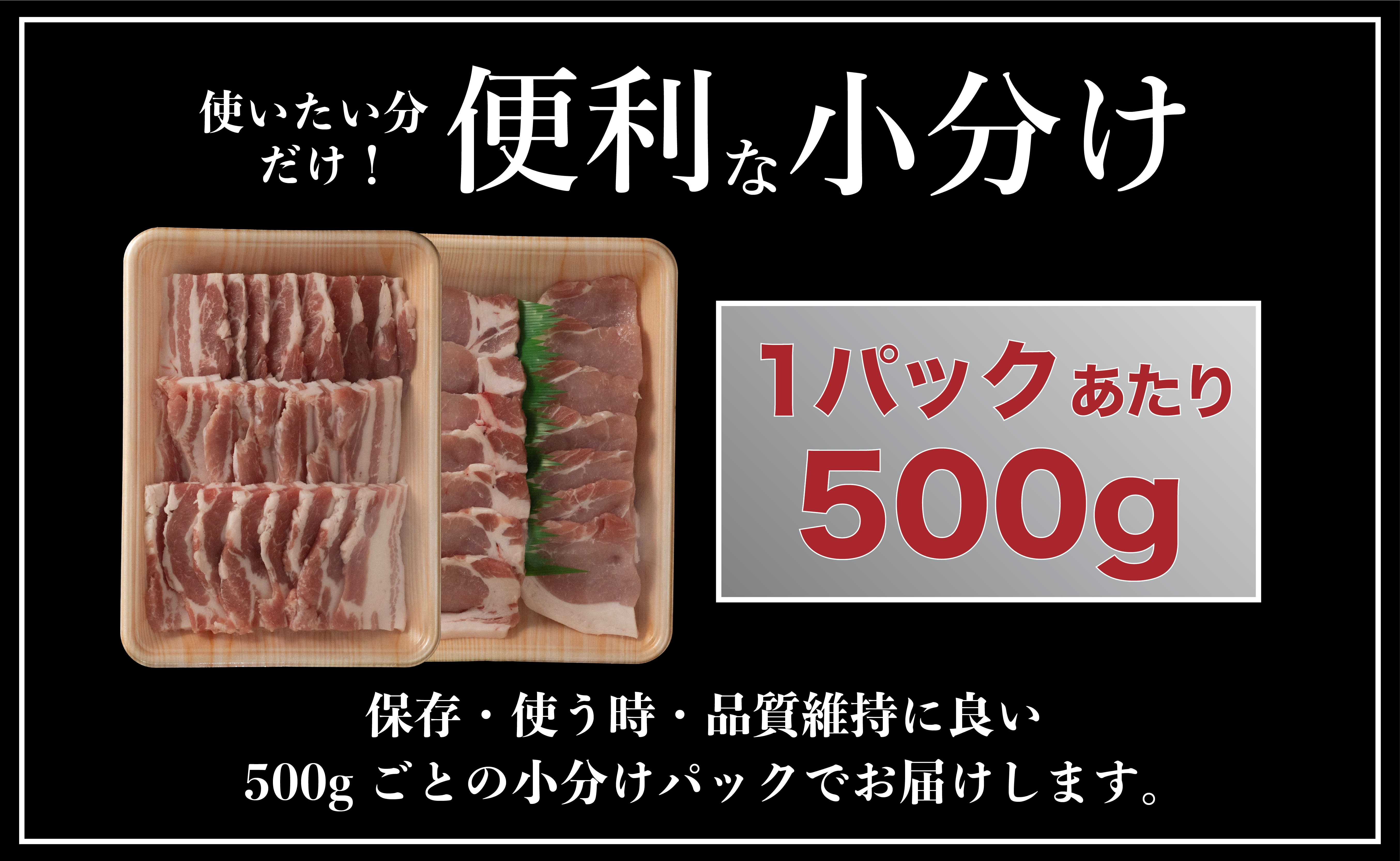 B603《定期便》長崎県産豚 バラ･ロース 焼肉用 2種食べ比べ 計1kg(バラ500g×1･ロース500g×1)6回お届け】