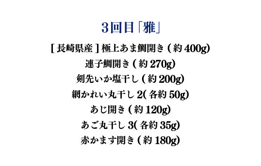 《定期便》津田水産 極上ひもの定期便【3回お届け】