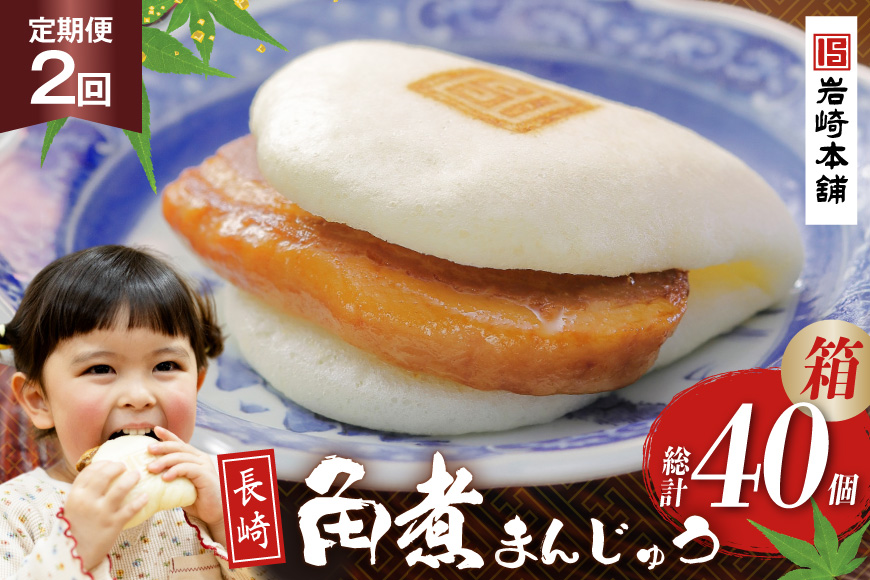 BJ039 岩崎本舗 【2回定期便】長崎角煮まんじゅう 20個入 (箱) [長崎県 島原市]