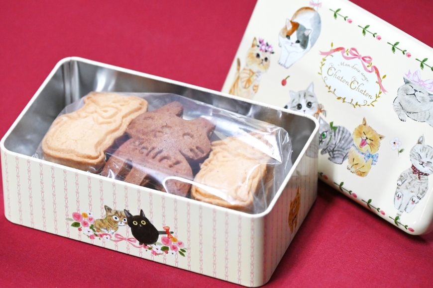 AI193 クッキー 9枚 1缶 [ クッキー缶 ねこ 猫 チョコ 焼き菓子 かわいい バレンタイン 贈り物 スイーツ 菓子 ギフト パティスリーシャトン 長崎県 島原市 ]