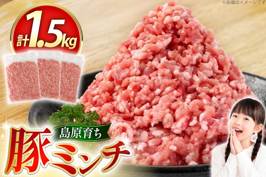 AK027 豚ミンチ 500g 3パック 計1.5kg [ 豚肉 肉 ミンチ ミンチ肉 小分け ぶた肉 ぶた 豚 BBQ バーベキュー 焼肉 アウトドア スターゼン 長崎県 島原市 ]
