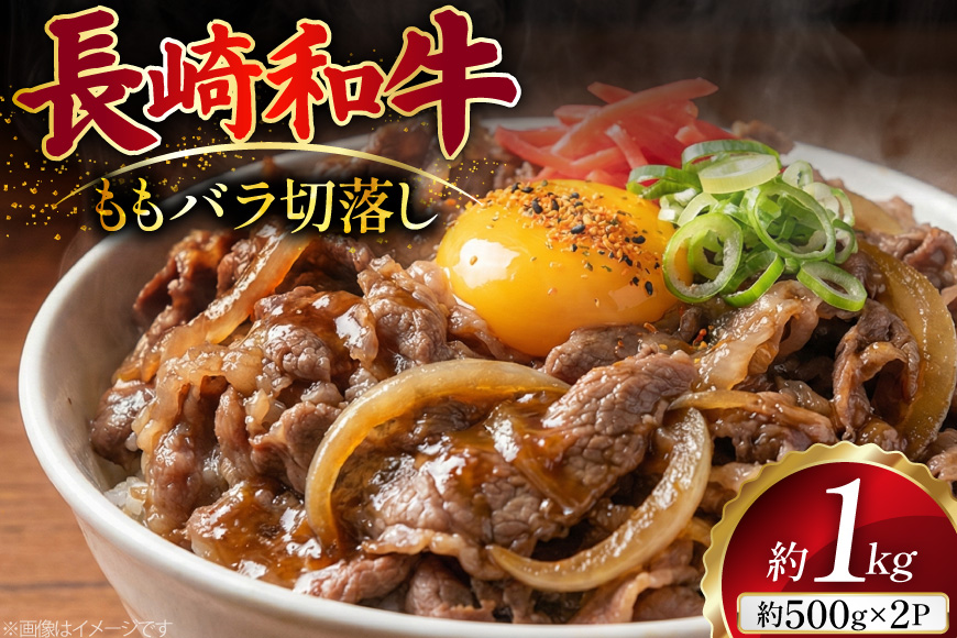AJ510 長崎和牛 切り落とし (もも・バラ) 約1kg (500g×2P) [ 肉 牛肉 和牛 おいしい こま切れ カレー 肉じゃが まるしん商会 黒牛 長崎県 島原市 ]