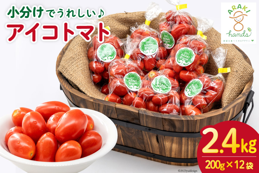 AH067【小分けでうれしい♪】アイコトマト2.4kg（200g×12袋）
