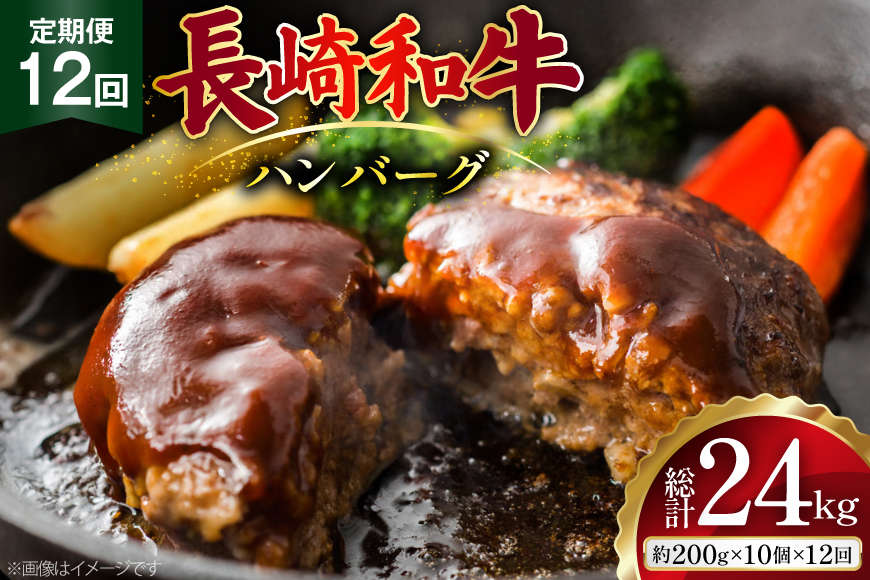 AJ591 【12回定期便】長崎和牛 ハンバーグ 約2kg (200g×10個) [ 肉 牛肉 和牛 おいしい ひき肉 焼くだけ おかず まるしん商会 黒牛 長崎県 島原市 ]