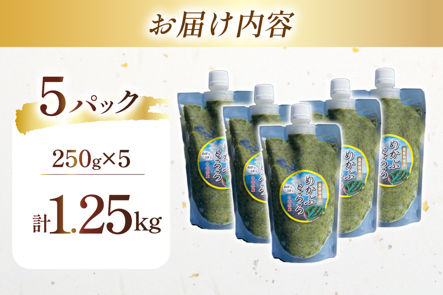 BE140 めかぶ 有明海産 無添加めかぶとろろ 250g×5パック [ きざみめかぶ とろろ わかめ 海藻 無添加 冷凍 小分け チューブ ご飯のお供 中田水産 長崎県 島原市 ]