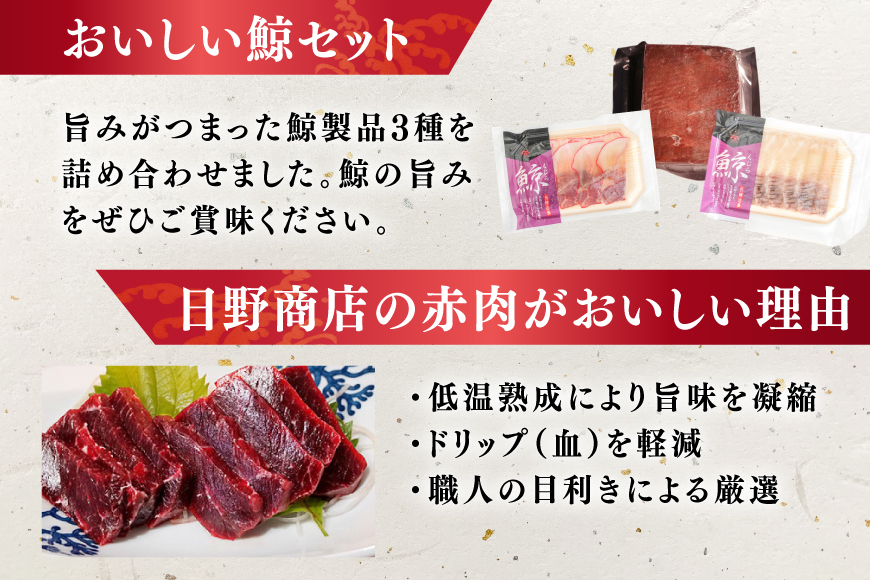 BJ150 美味しい 鯨 3種詰め合わせBセット 計310g( 背肉 ベーコンスライス すえひろスライス ) [ くじら クジラ 鯨肉 湯引き 簡単調理 おつまみ 肴 珍味 日野商店 長崎県 島原市 ]