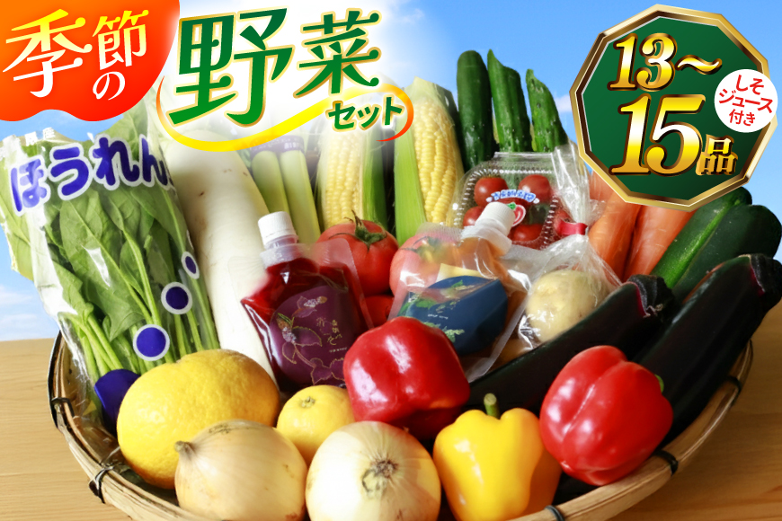 AJ315 季節の野菜・果物セット 13〜15品 しそジュース付き [ 野菜 詰合せ 長崎県 島原市 ]