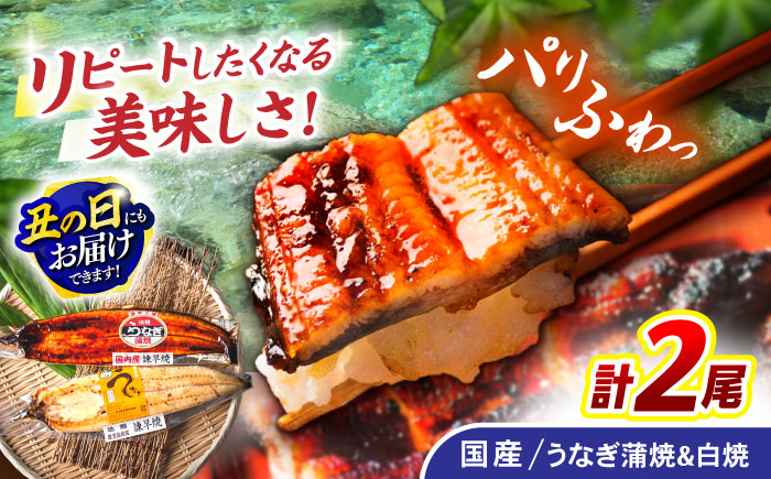 ＜諫早淡水＞うなぎ蒲焼1尾&白焼き1尾セット / うなぎ ウナギ 鰻 蒲焼き 蒲焼 かばやき 白焼き 白焼 国産 冷凍 小分け うな重 うな丼 ひつまぶし / 諫早市 / 諫早淡水株式会社 [AHAT002] 丑の日 土用丑の日