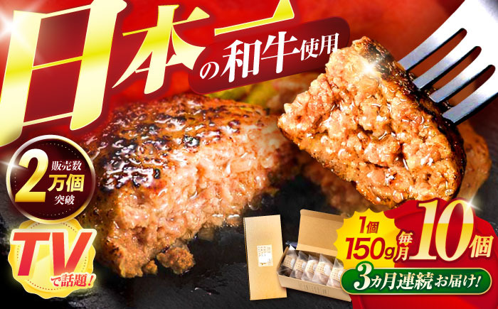 【3回定期便】ながさきふわとろハンバーグ　150g×10個入 / ハンバーグ はんばーぐ　肉 牛肉 豚肉 おかず　惣菜　定期便 /　諫早市 /　ワールド・ミート有限会社 [AHBG010]