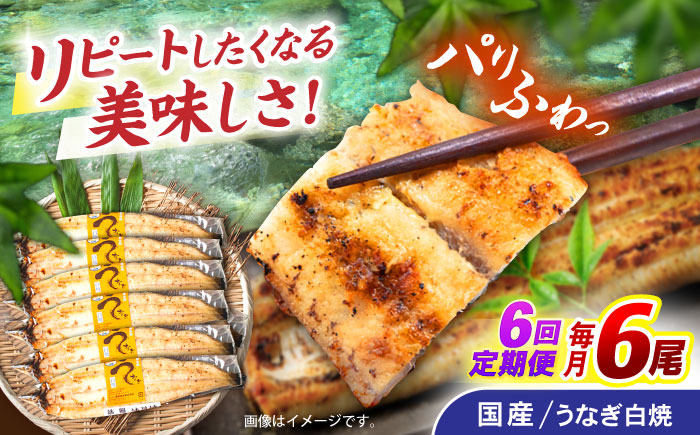 【6回定期便】【諫早淡水】うなぎ白焼き6尾  / うなぎ 白焼き 栄養価 小分け 冷凍 / 諫早市 / 諫早淡水 [AHAT052]
