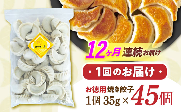 【12回定期便】《餃子のかわしも》かわしも焼き餃子お徳用45個入りパッケージ [AHBM008]