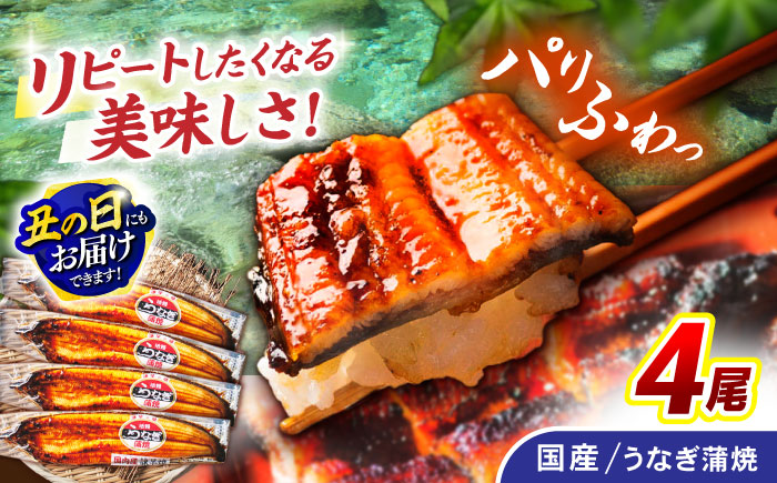 ＜諫早淡水＞うなぎ蒲焼 4尾 / うなぎ ウナギ 鰻 蒲焼き 蒲焼 かばやき うな重 ひつまぶし うな重 うな丼 冷凍 / 諫早市 / 諫早淡水株式会社 [AHAT007] 丑の日 土用丑の日