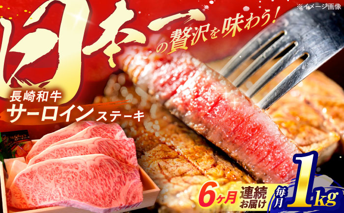 【6回定期便】A5ランク 特選 サーロインステーキ 4枚計1kg / 長崎県産 長崎和牛 牛肉 和牛 ステーキ サーロイン / 諫早市 / 焼肉おがわ [AHCD032]