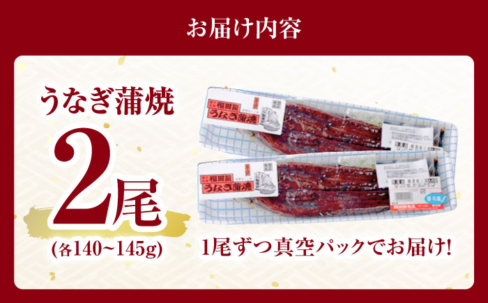 福田屋食品うなぎ蒲焼2尾(真空パック) / 鰻 うなぎ ウナギ 国産 蒲焼 タレ付き / 諫早市 / 諫早観光物産　コンベンション協会 [AHAB035]