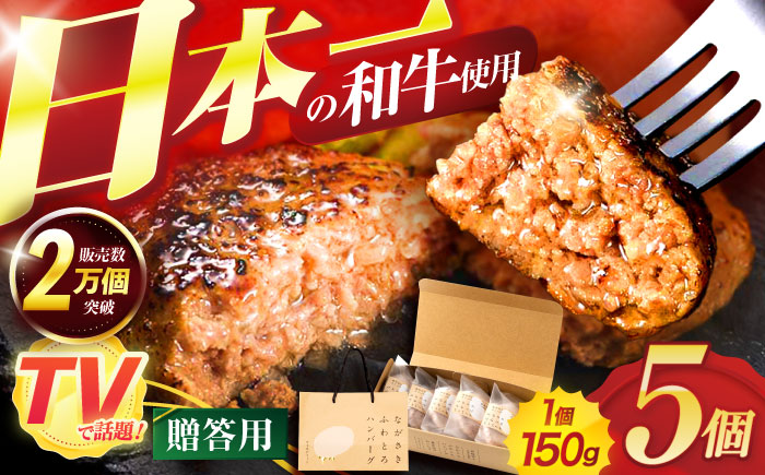 ながさきふわとろハンバーグ　150g×5個入【贈答用】 / ハンバーグ 牛肉 豚肉 長崎和牛 / 諫早市 / ワールド・ミート有限会社 [AHBG001]