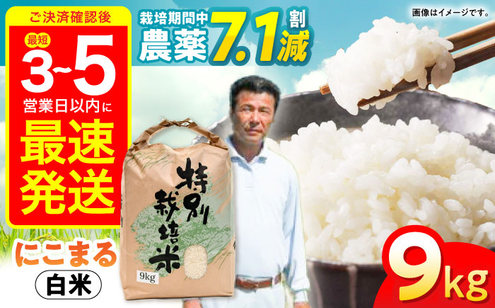 【R7年産】九州のこだわり「にこまる」白米 9kg / 米 おこめ お米 白米 にこまる / 諫早市 / 上島農産 [AHAS001]