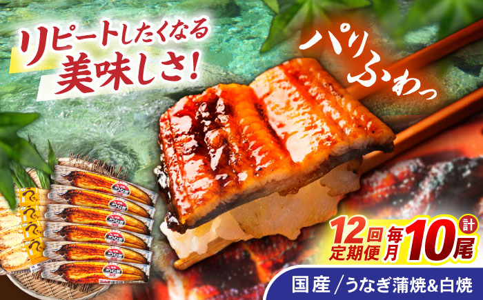 【12回定期便】【諫早淡水】うなぎ蒲焼6尾＆白焼き4尾セット / うなぎ 蒲焼 白焼き 詰め合わせ　セット / 諫早市 / 諫早淡水 [AHAT041]