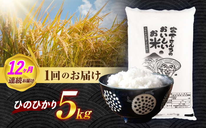 【12回定期便】長崎県認定特別栽培米ひのひかり5kg [AHCG029]