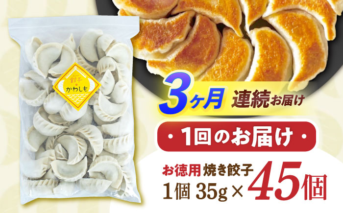 【3回定期便】《餃子のかわしも》かわしも焼き餃子お徳用45個入りパッケージ [AHBM006]