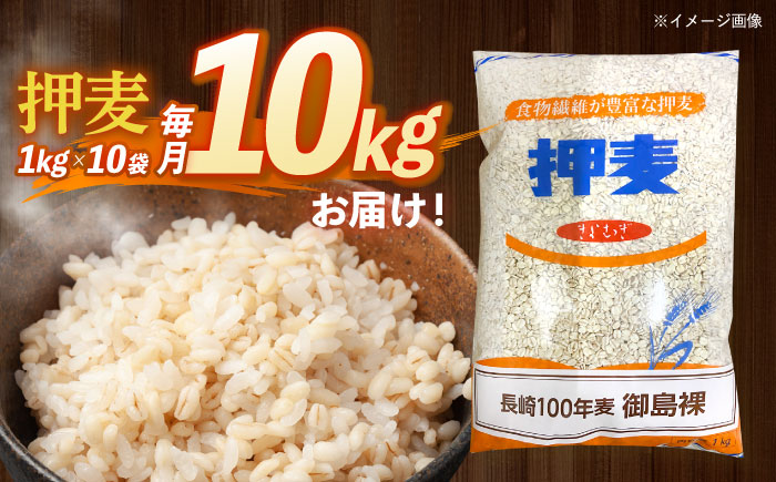 押麦「長崎100年麦 御島裸」1kg×10袋 計10kg / 麦 むぎ 押麦 はだか麦 麦味噌 雑穀 雑穀米 食物繊維 / 諫早市 / 有限会社伊東精麦 [AHBU009]