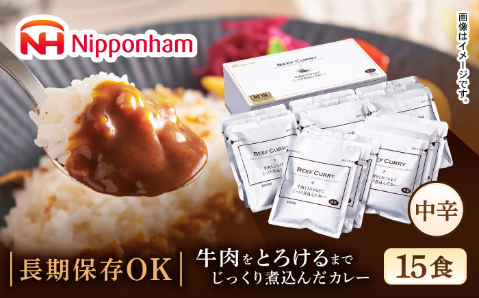 牛肉をとろけるまでじっくり煮込んだカレー 15食 / 常温 レトルト カレー スパイス ギフト 贈答 中元 歳暮 おかず 総菜 個食 使い切り 保存 常備品 国内製造 / 諫早市 / 日本ハムマーケティング株式会社 [AHAL025]