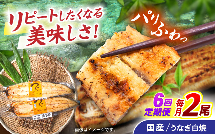 【6回定期便】【諫早淡水】うなぎ白焼き2尾  / うなぎ 白焼き 栄養価 小分け 冷凍 / 諫早市 / 諫早淡水 [AHAT046]