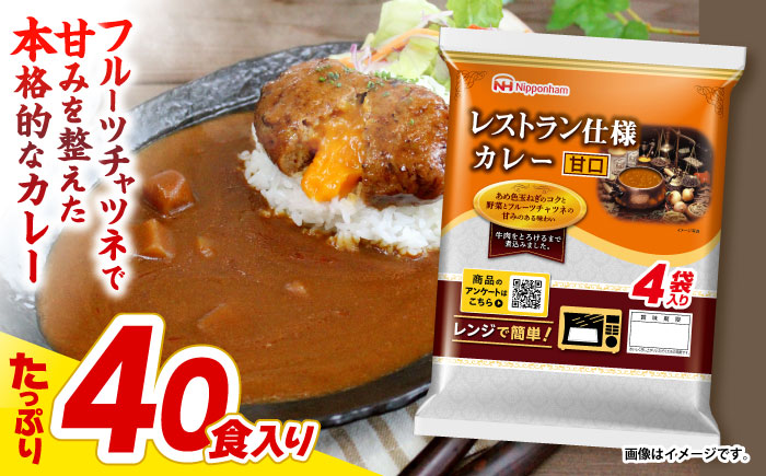 【小分け】日本ハム レストラン仕様カレー甘口10パックセット(1パック4袋入り)計40食分/ カレー かれー レトルト 牛肉 小分け / 諫早市 / 日本ハムマーケティング株式会社 [AHAL004]